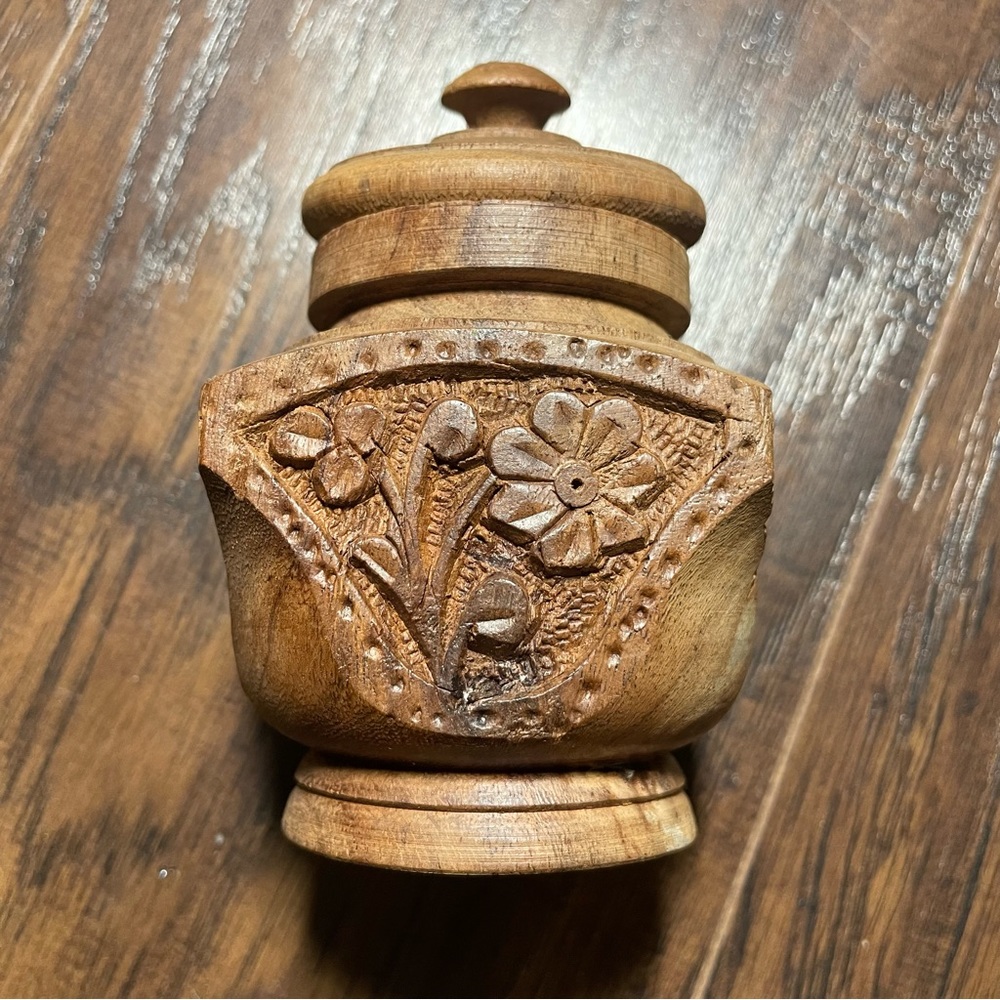 Vintage Hand Carved Wooden Vessel
